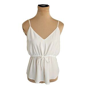 Babaton Aritzia Sheer Lightweight Spaghetti Strap White Cinched Waist Tank Sz S